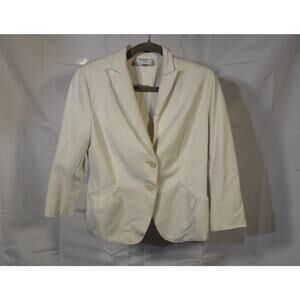 Akris Punto Cream White Cotton Knit Blazer Jacket Gathered Pockets